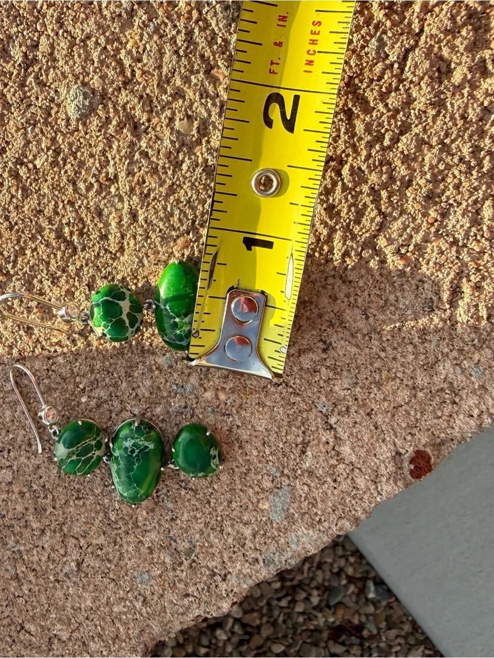 Lucas Lameth Sterling Silver 925 Green Sea Sediment Jasper Dangle Earrings